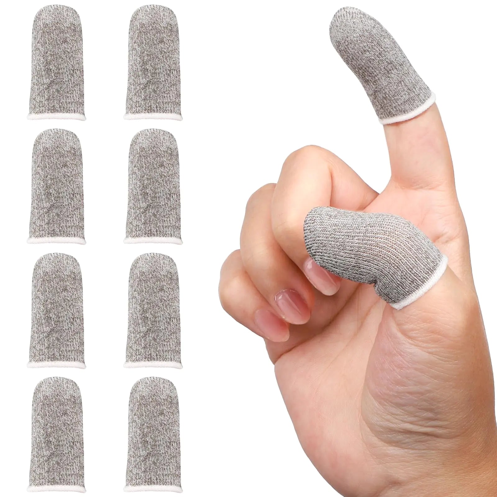 ENPOINT 10 Pack Anti-Sweat Mobile Gaming Finger Sleeves for Gaming Smooth Thumb Covers Breathable Finger Covers for Mobile GamesPhone Gaming Accessories iPad Gaming Accessories Light Grey