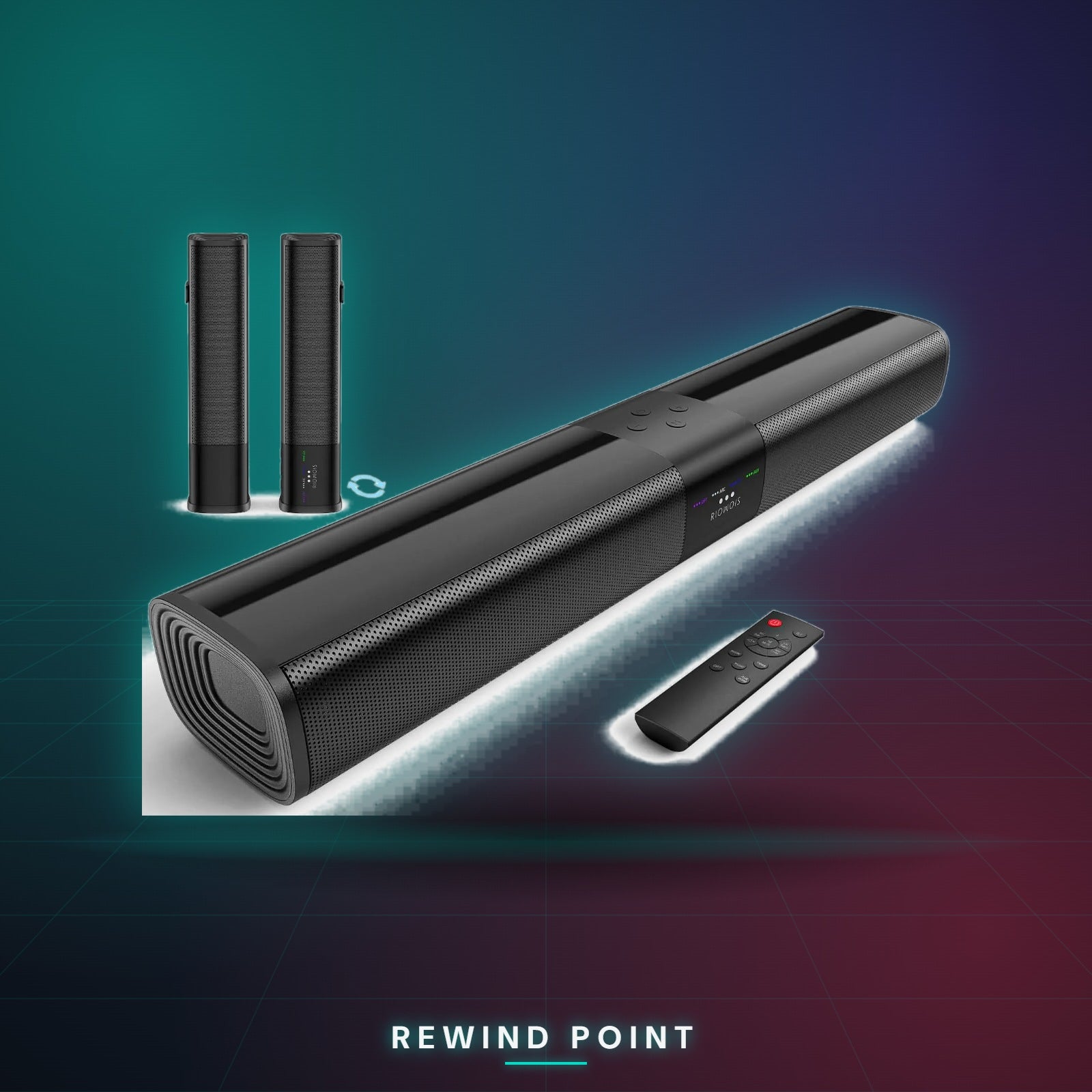 RIOWOIS 2-in-1 Gaming Soundbar - Rewind Point