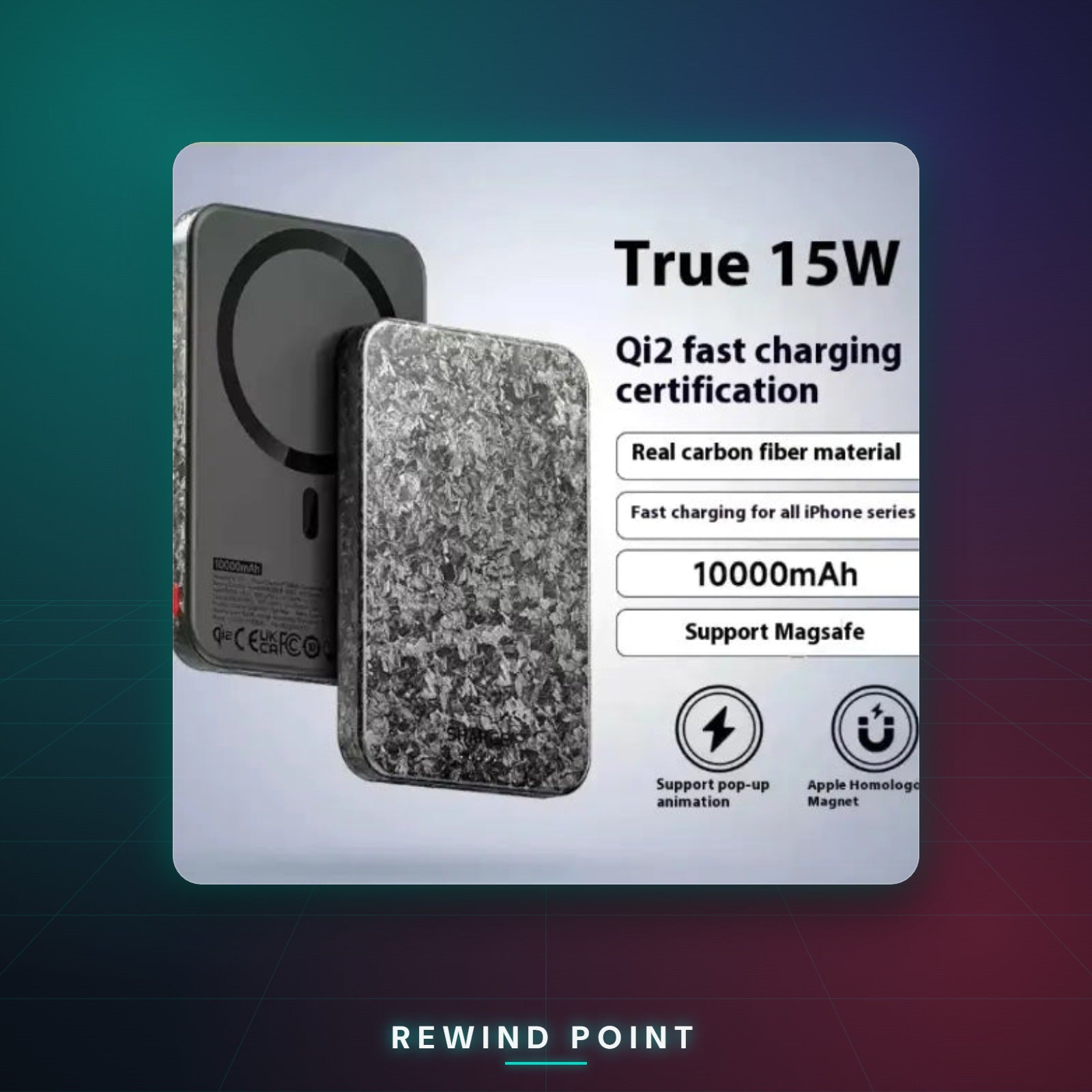 15W Magnetic Wireless Power Bank - Rewind Point